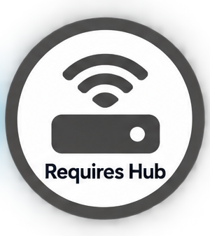 This product requires a compatible hub or bridge to function, or to access some of its listed features Requires Hub